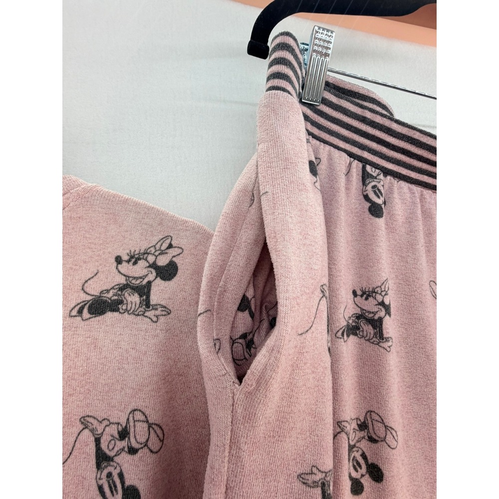 Disney Mickey Minnie Mouse Pajama Set Pink Lounge Joggers Top Womens L XL - Picture 6 of 15